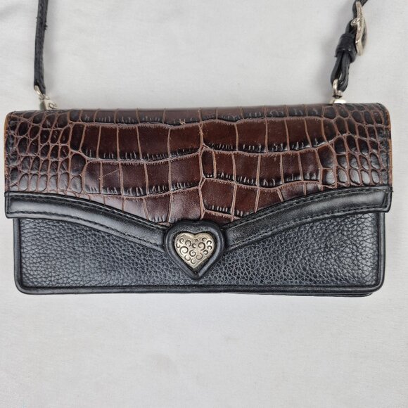 Brighton Bella Luna Crossbody Clutch Wallet Two Tone Black & Brown - Picture 3 of 16